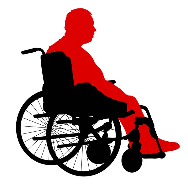 白い背景の車椅子で無効にされたシルエット — ストックベクタ