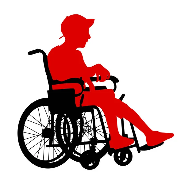 Silhouettes disabled in a wheel chair on a white background — Stock Vector