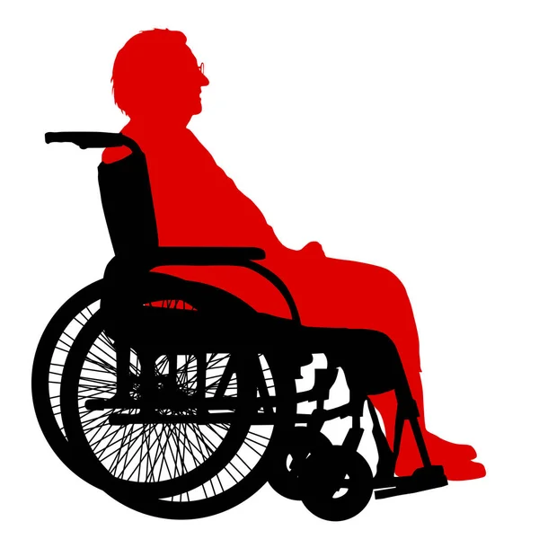 Silhouettes disabled in a wheel chair on a white background — Stock Vector