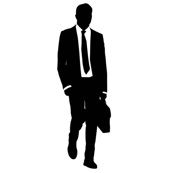 Silueta hombre de negocios en traje con corbata sobre fondo blanco — Vector de stock