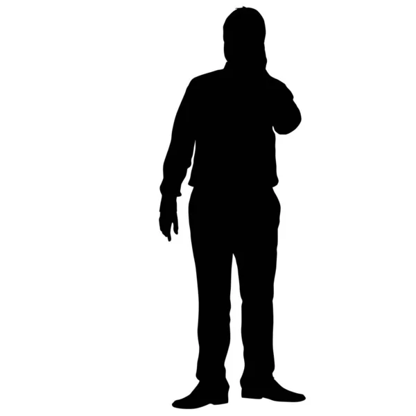 Silhouette affärsman pratar i telefon, en vit bakgrund — Stock vektor