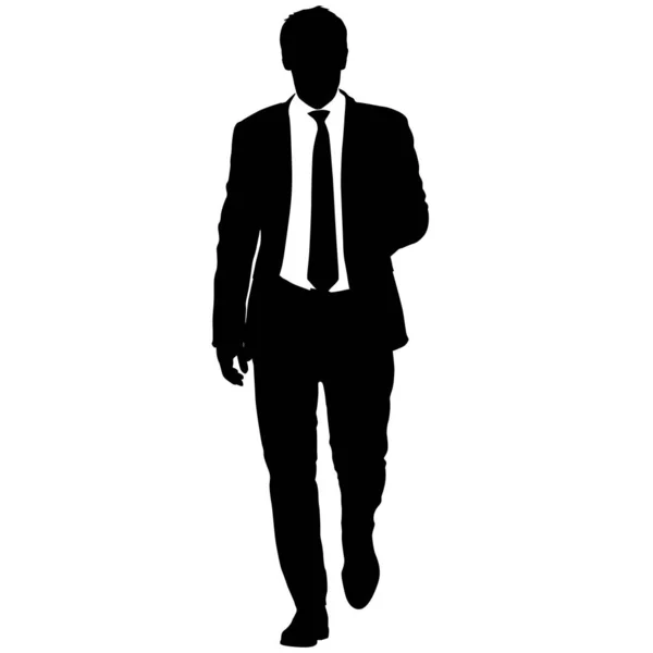 Silhouet zakenman in pak met stropdas op een witte achtergrond — Stockvector