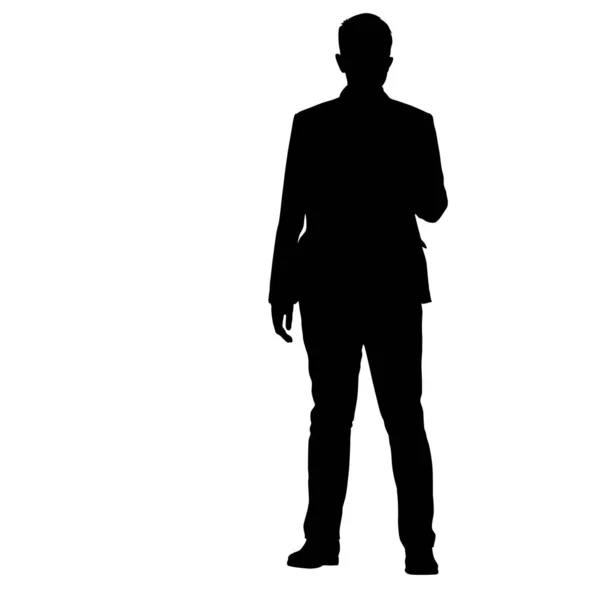 Beyaz arka planda yürüyen bir adamın siyah silueti — Stok Vektör