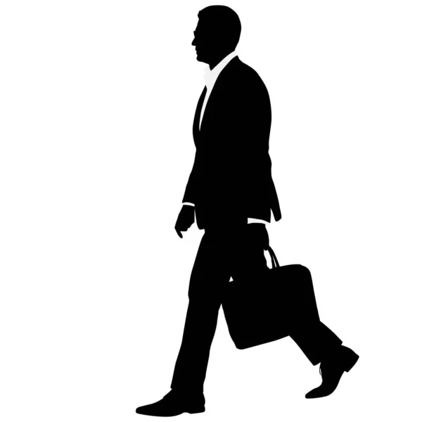 Silhouette businessman man in suit with tie with a briefcase on a white background — Stock Vector