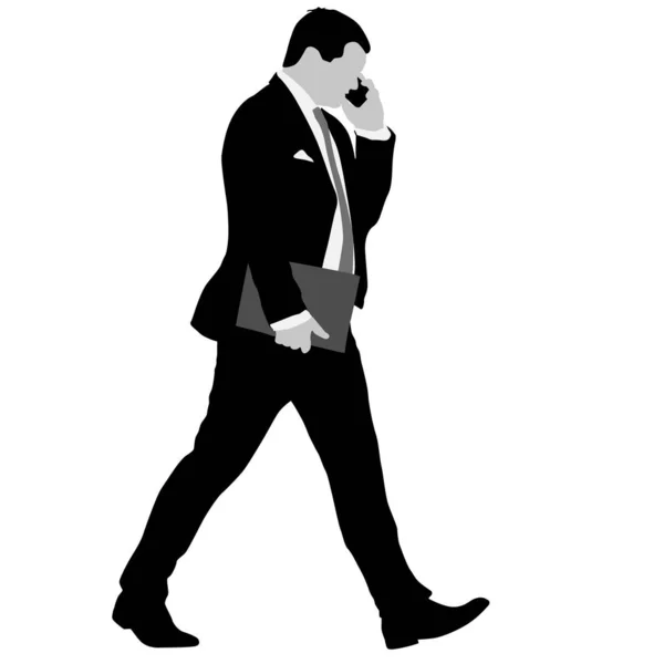 Silhouette homme d'affaires parlant au téléphone, un fond blanc — Image vectorielle