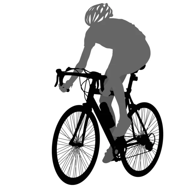 Silhouette d'un cycliste masculin sur fond blanc — Image vectorielle