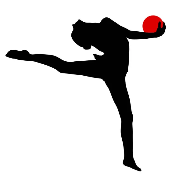Dívčí gymnastka s koulí na bílém pozadí — Stockový vektor