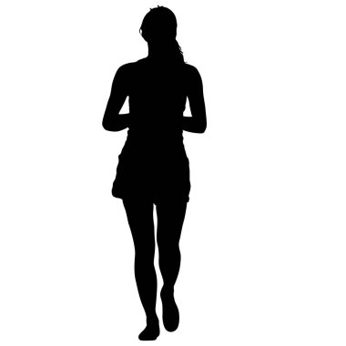 Duran, insanlar beyaz arka planda siyah siluet kadın