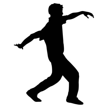 Siyah Siluetler beyaz arka planda break dansçı