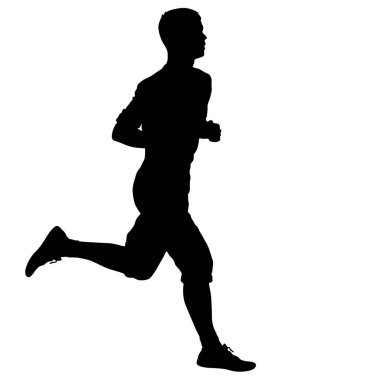 Siyah Siluetler Koşucular beyaz arka planda koşucular