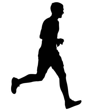 Siyah Siluetler Koşucular beyaz arka planda koşucular