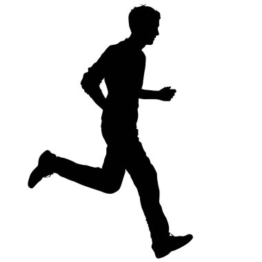 Siyah Siluetler Koşucular beyaz arka planda koşucular