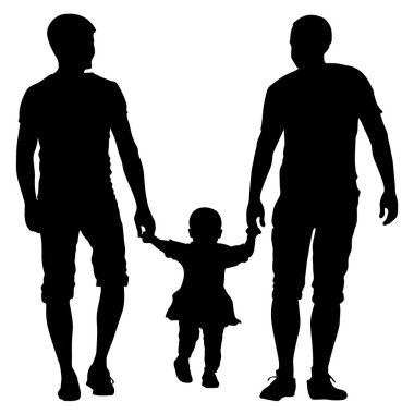 Siyah eşcinsel çiftler ve aile ile çocuk siluetleri