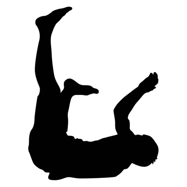 Black Silhouettes breakdancer on a white background — Stock Vector