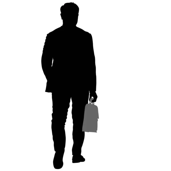 Schwarze Silhouetten Mann mit Aktentasche auf weißem Hintergrund. Vektorillustration — Stockvektor