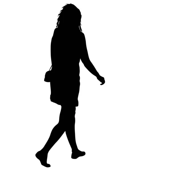 Schwarze Silhouette Frau stehend, Menschen auf weißem Hintergrund — Stockvektor