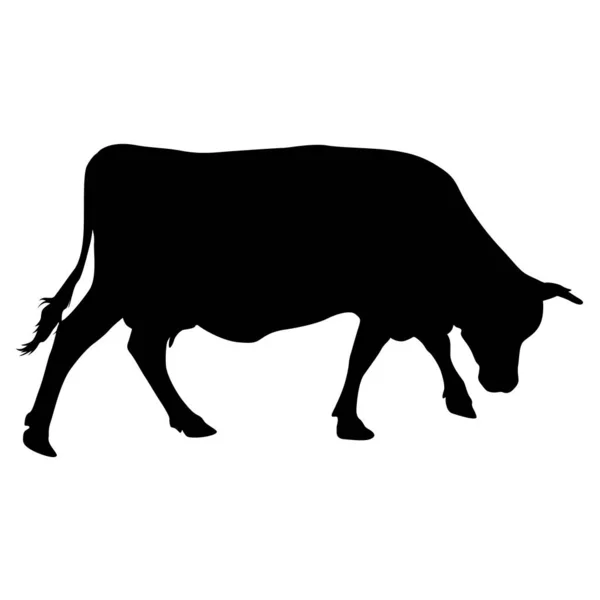 Silueta negra de vaca de efectivo sobre fondo blanco — Archivo Imágenes Vectoriales