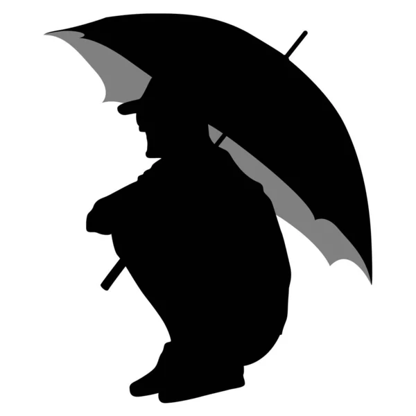 Black silhouettes of men under the umbrella — Stock Vector