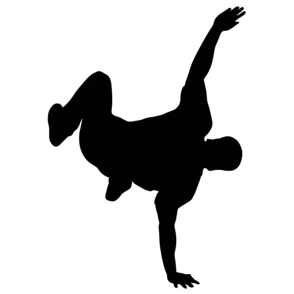 Siyah Siluetler beyaz arka planda break dansçı — Stok Vektör