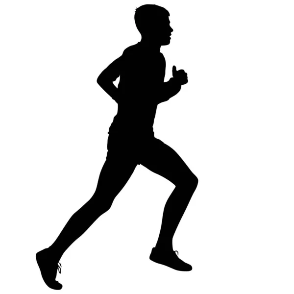 Černé siluety běžci sprint muži na bílém pozadí — Stockový vektor