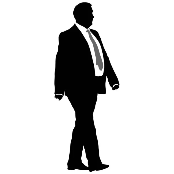 Hombre de negocios silueta en traje con corbata sobre fondo blanco. Ilustración vectorial — Vector de stock