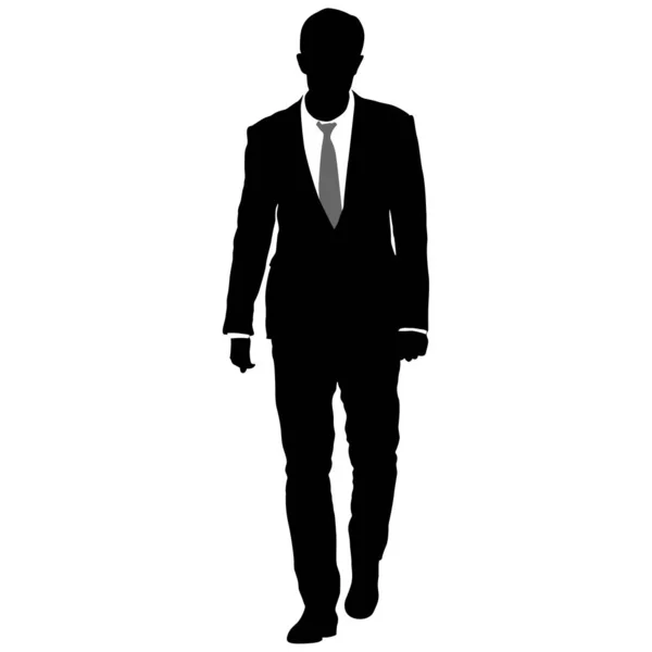 Hombre de negocios silueta en traje con corbata sobre fondo blanco. Ilustración vectorial — Vector de stock