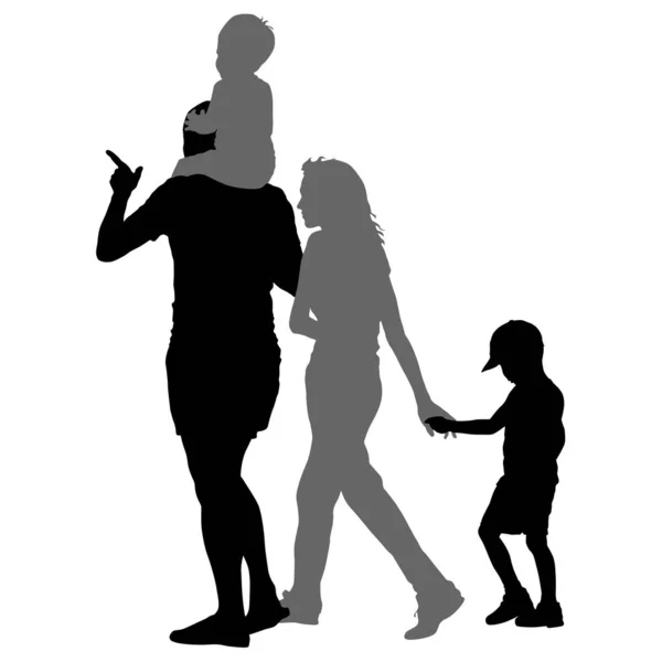 Silhouette of happy family on a white background. Vector illustration. — Stock Vector