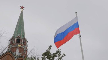 Kremlin Moskova Dome Senato binası Rus Bayrağı kulesi