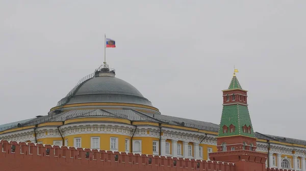 Kremlin Moscú Cúpula del edificio del Senado Torre de la bandera rusa —  Fotos de Stock