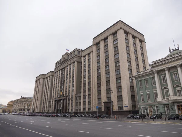 Facade of the State Duma, the Parliament building of Russian Federation, landmark in central Moscow — стокове фото