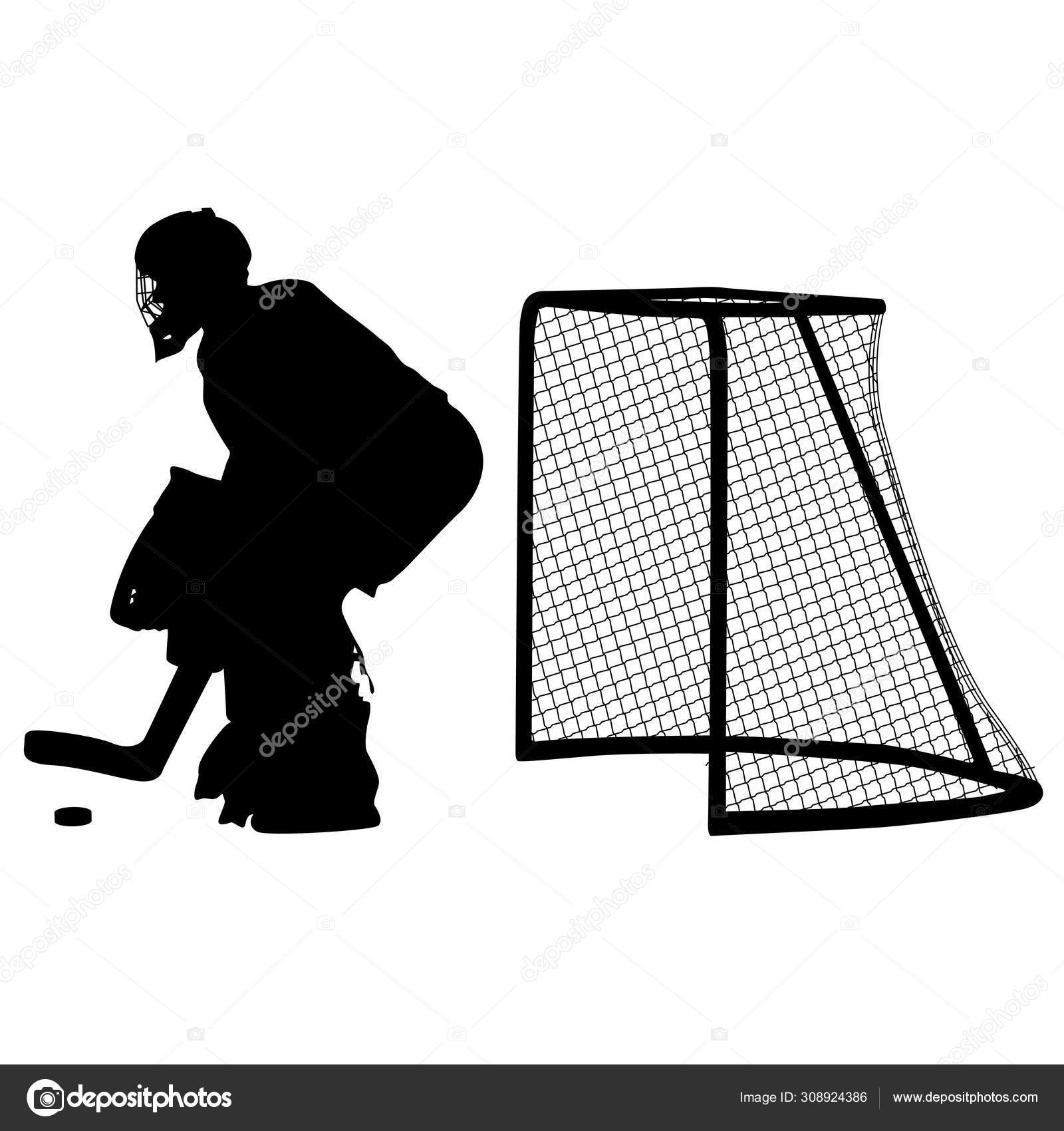 Premium Vector  Silhouette of hockey goalkeeper on white background