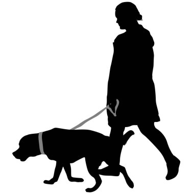 Beyaz arka planda kadın ve köpek silueti