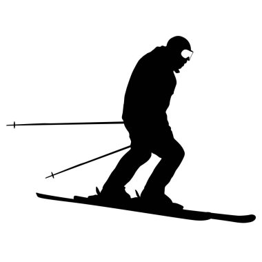 Dağ kayakçı yamaç spor siluet hızlandırmak