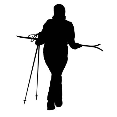 Kayaklı dağ kayakçısı spor siluetini kaldırdı