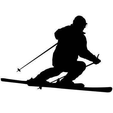 Dağ kayakçı yamaç spor siluet hızlandırmak