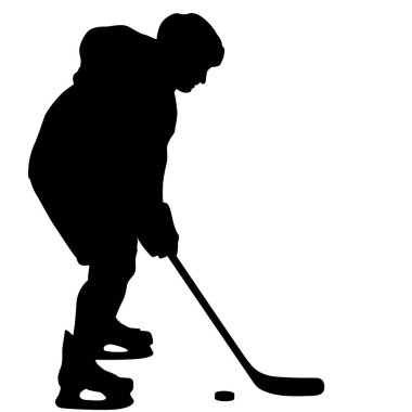 Beyaz arkaplanda hokey oyuncusunun silueti