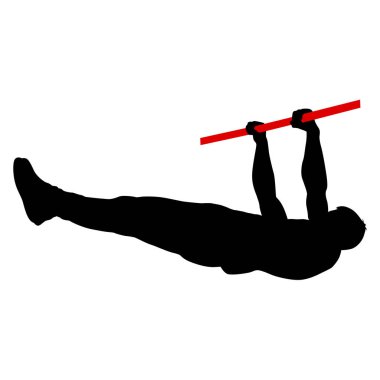 Beyaz arka planda pull-up silueti yapan adam