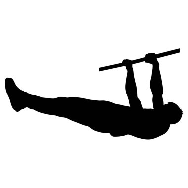 Beyaz arka planda pull-up silueti yapan adam