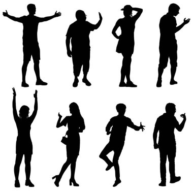 Beyaz Arkaplanda Duran Siluet Grubu