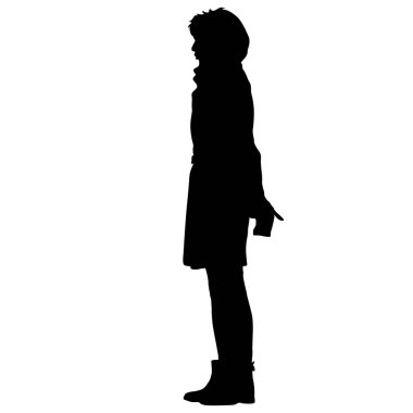 Duran, insanlar beyaz arka planda siyah siluet kadın