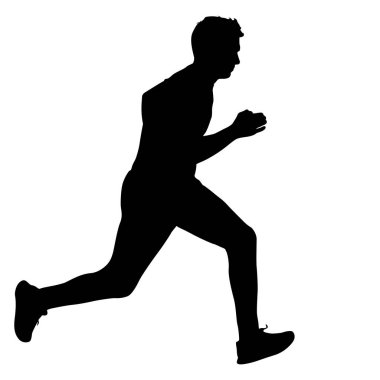 Siyah Siluetler Koşucular beyaz arka planda koşucular