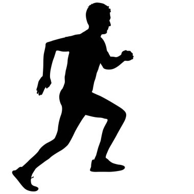 Siyah Siluetler Koşucular beyaz arka planda koşucular
