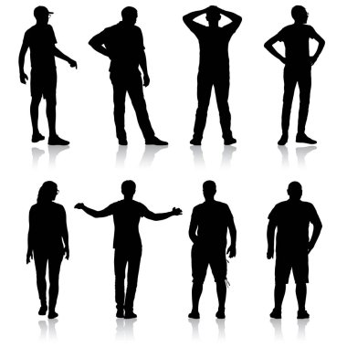 Beyaz Arkaplanda Duran Siluet Grubu