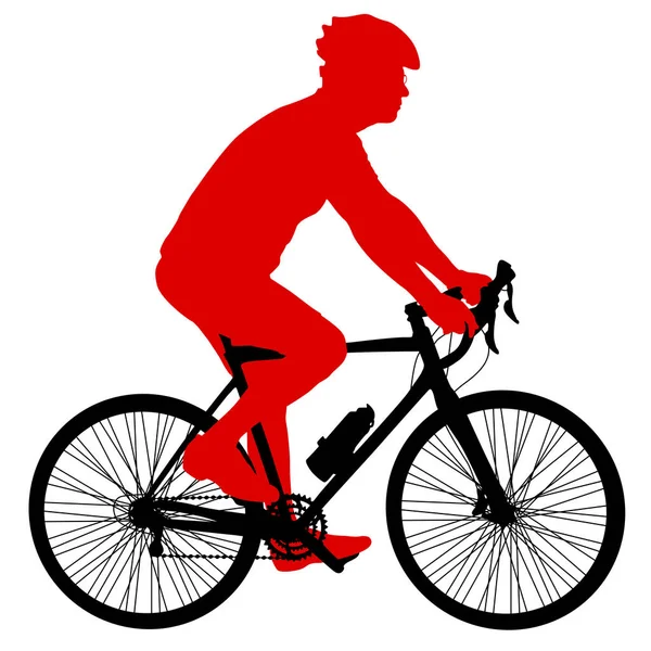 Silueta de un ciclista varón sobre fondo blanco — Vector de stock