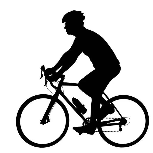 Silhouette of a cyclist male on white background — Stock Vector
