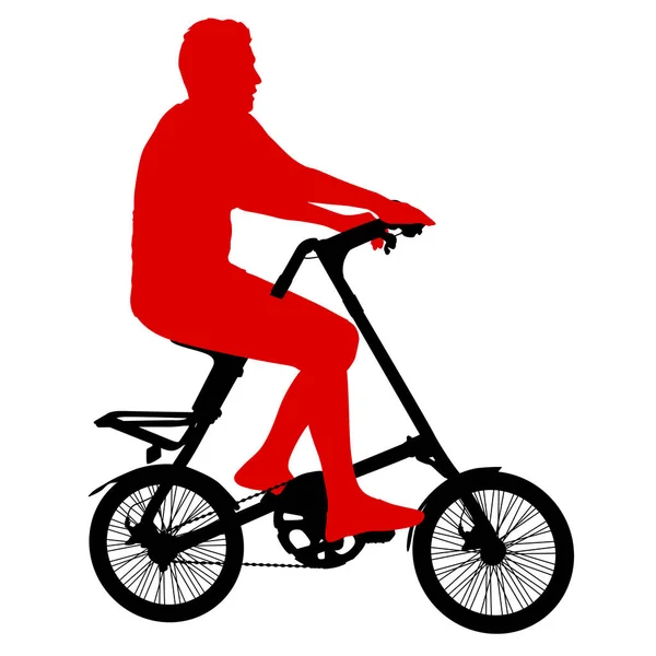 Sziluettjét a kerékpáros férfi, fehér háttér — Stock Vector