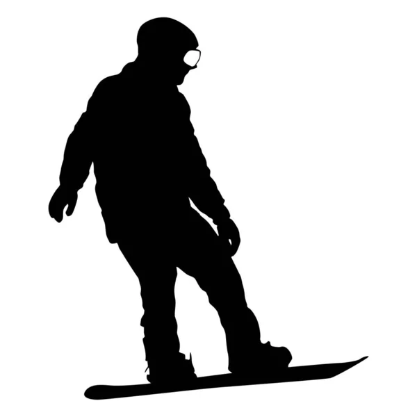 Silhouettes noires snowboarders sur fond blanc illustration — Image vectorielle