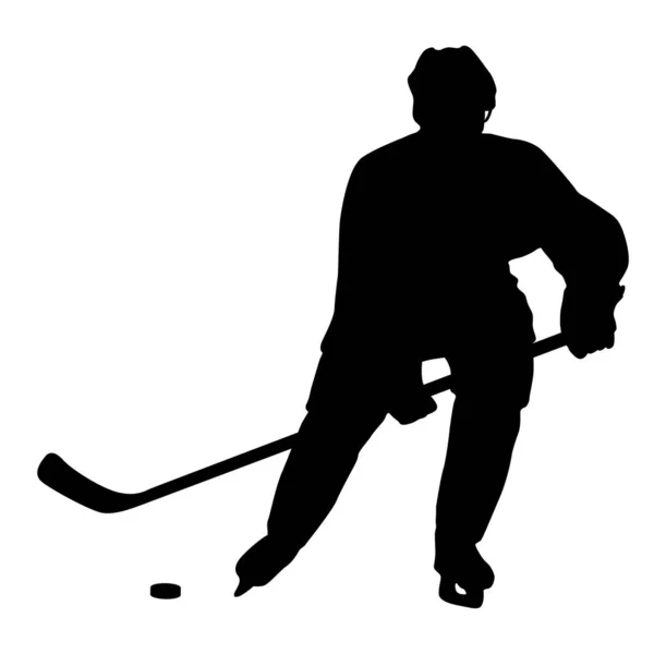 Силуэт хоккеиста на белом фоне — стоковый вектор