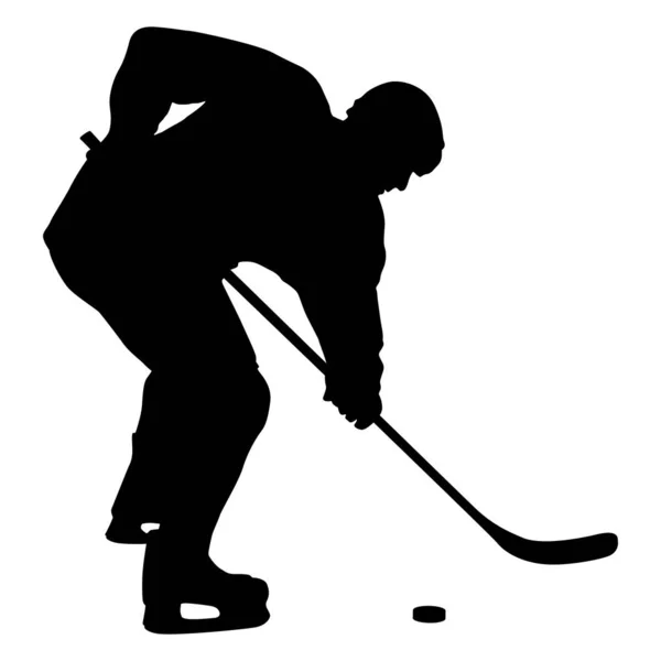 Silhouette du joueur de hockey sur fond blanc — Image vectorielle