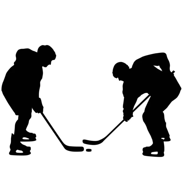 Sada siluet hokejisty na bílém pozadí — Stockový vektor